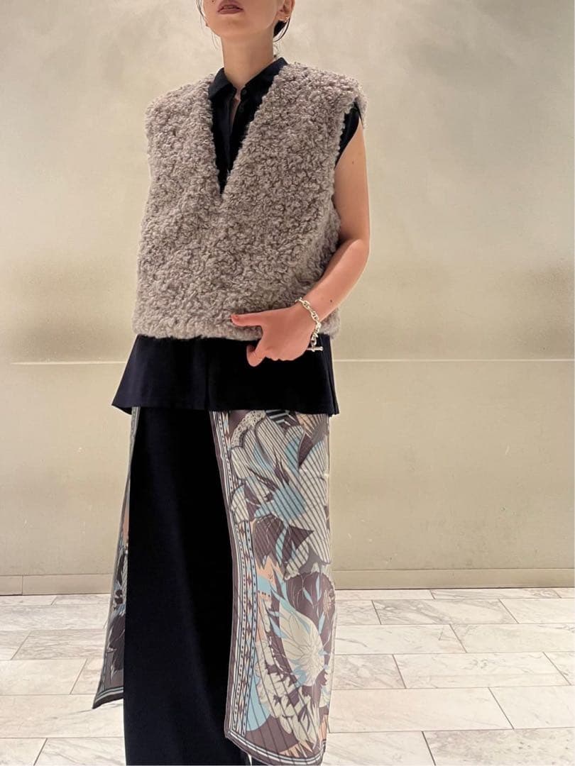 TOMORROWLAND Ballsey ミックスファー Vネックベスト