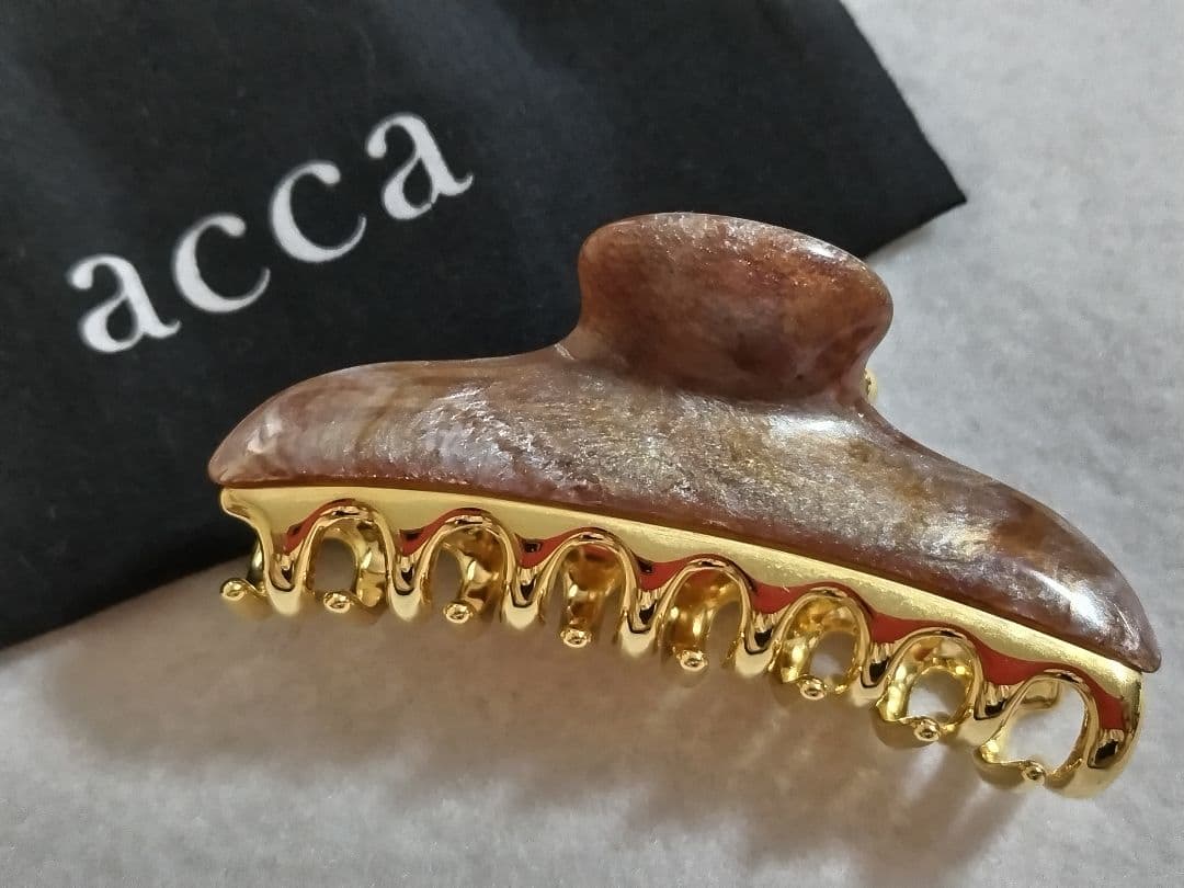 【新品同様】acca ヘアクリップ ブラウン　ゴールド　マーブル　茶　クリップ