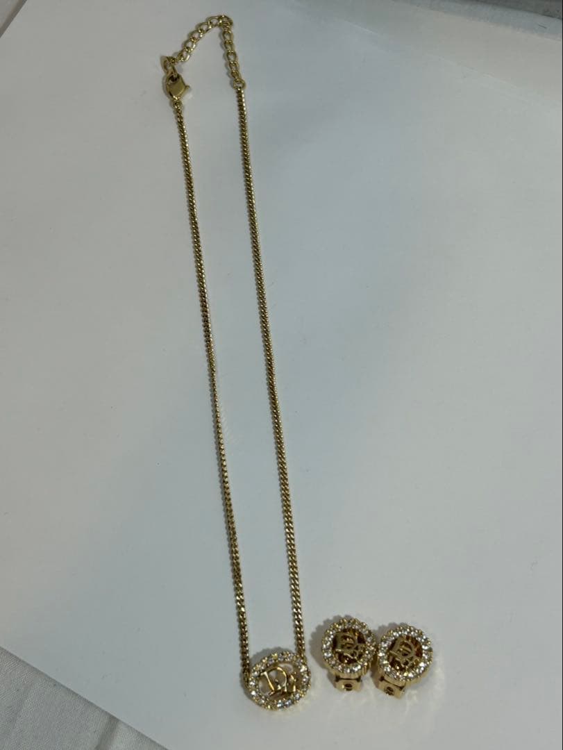 ★美品　ディオール　ロゴ ゴールドネックレス ヴィンテージ　イヤリングセット