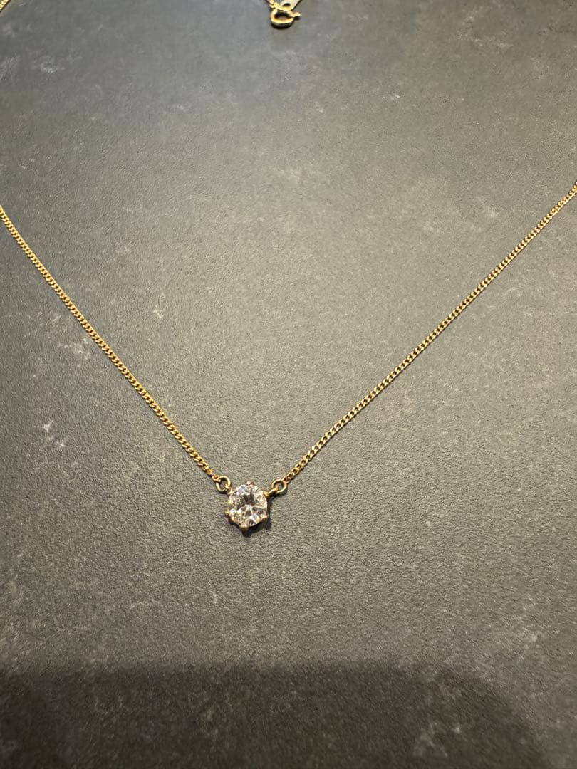 ダイヤモンド　ネックレス　K18 一粒　ゴールド　シンプル