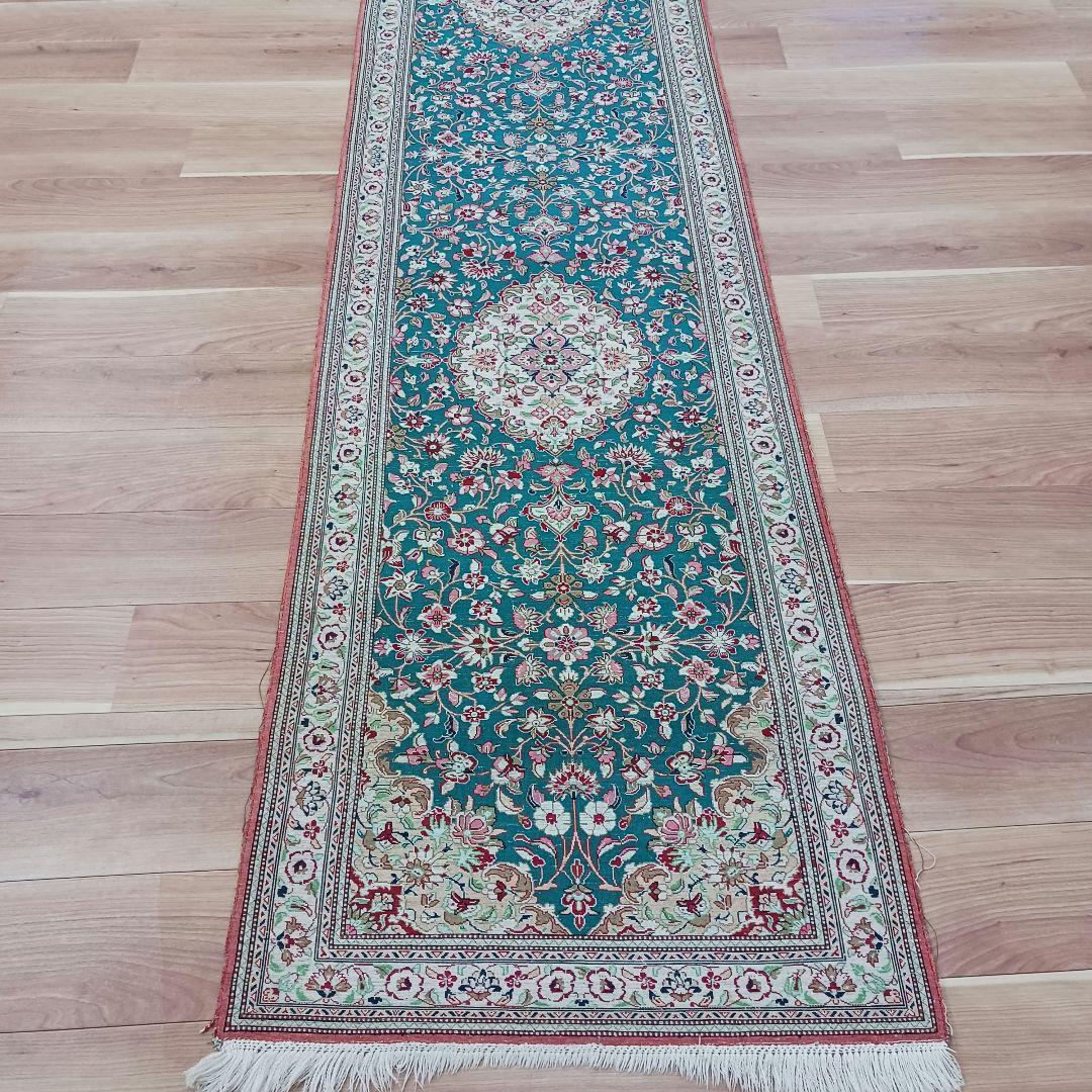 専用 Y3245 高級ペルシャ絨毯 クム産 シルク100% 手織り 298㎝