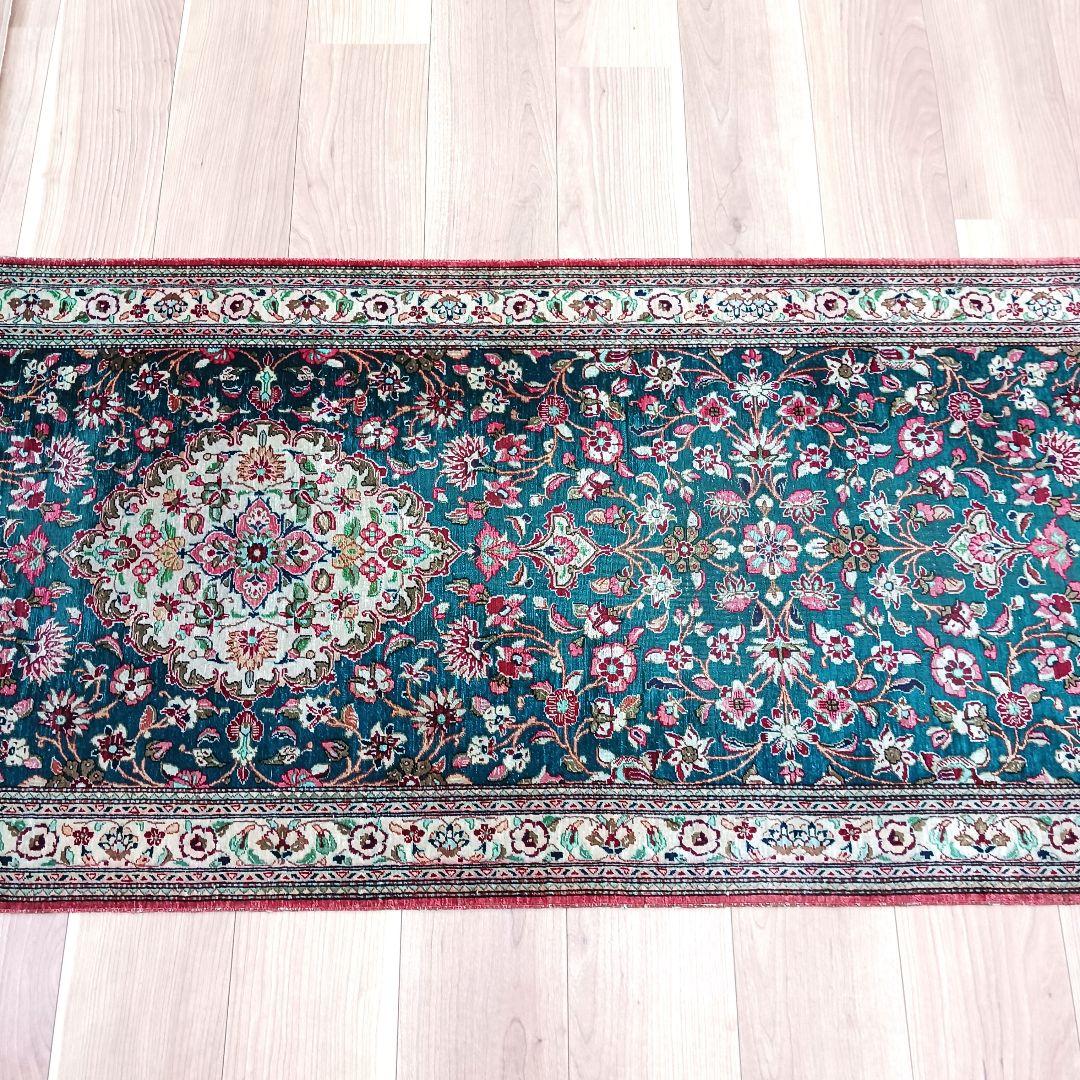 専用 Y3245 高級ペルシャ絨毯 クム産 シルク100% 手織り 298㎝