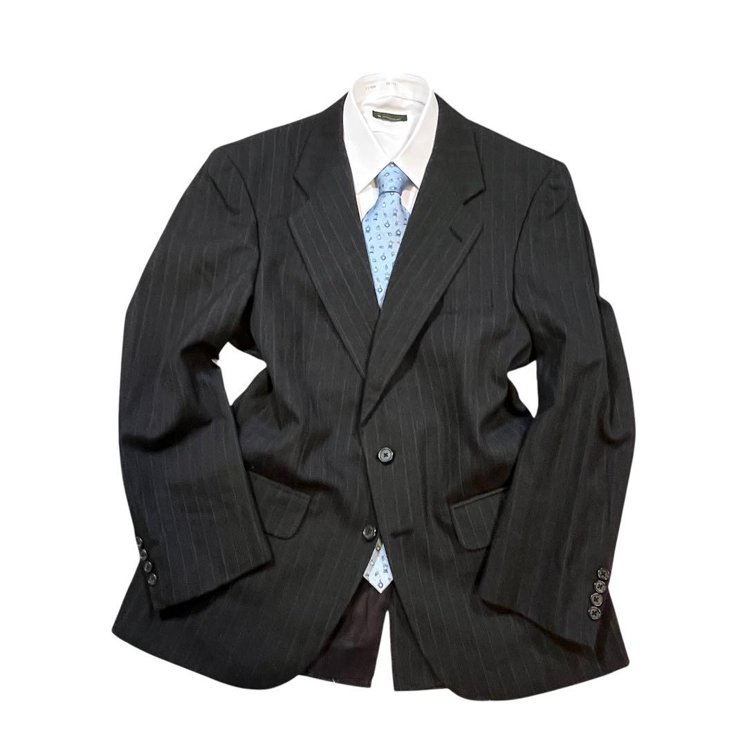 【極美品】バーバリーズ ストライプ ビジネススーツ アメリカ製 M グレー