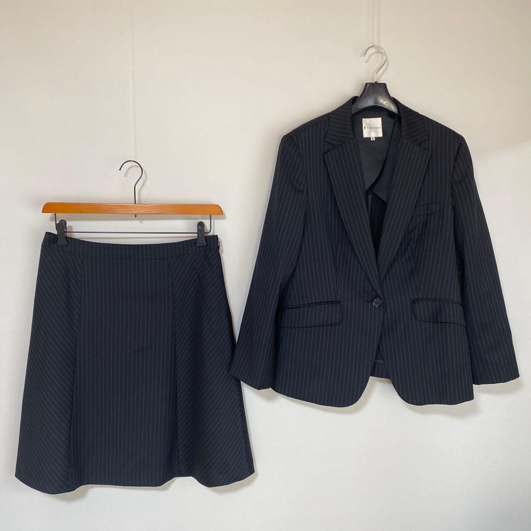 クミキョク 組曲 スカートスーツ 上6下5 W76 3点セット 濃紺 春秋DMW