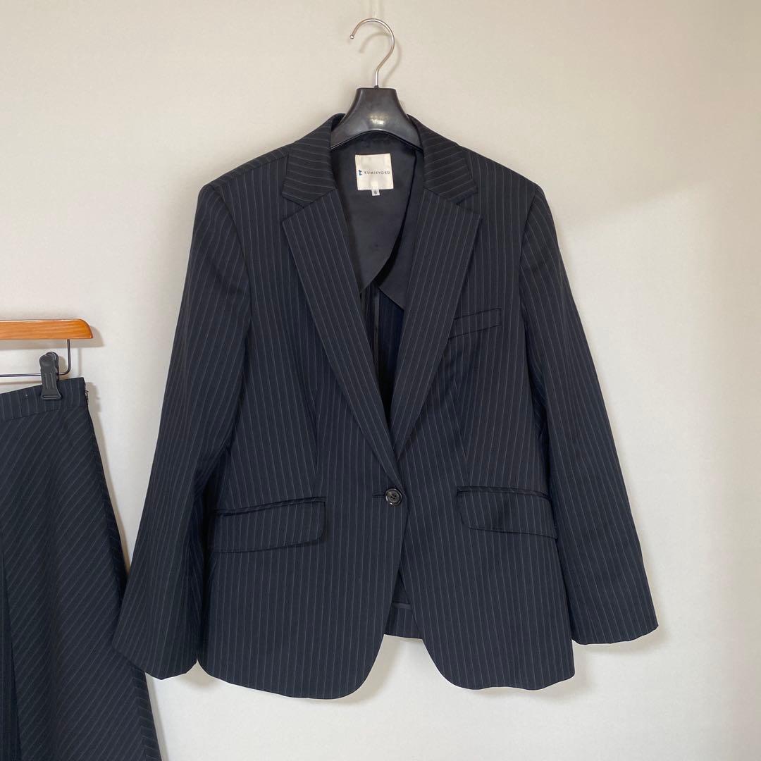 クミキョク 組曲 スカートスーツ 上6下5 W76 3点セット 濃紺 春秋DMW