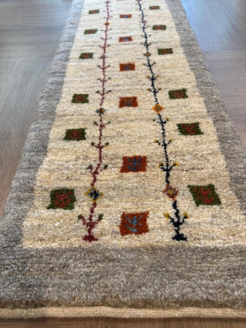 120x40cm ペルシャギャッベ ランナー (ギャベ) ペルシャ絨毯 ギャッベ