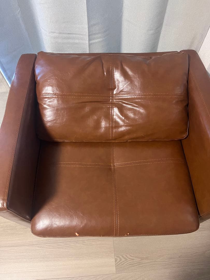 ⚠️11月まで　 ブラウン アームチェア 1人掛けソファ　レザー　合皮