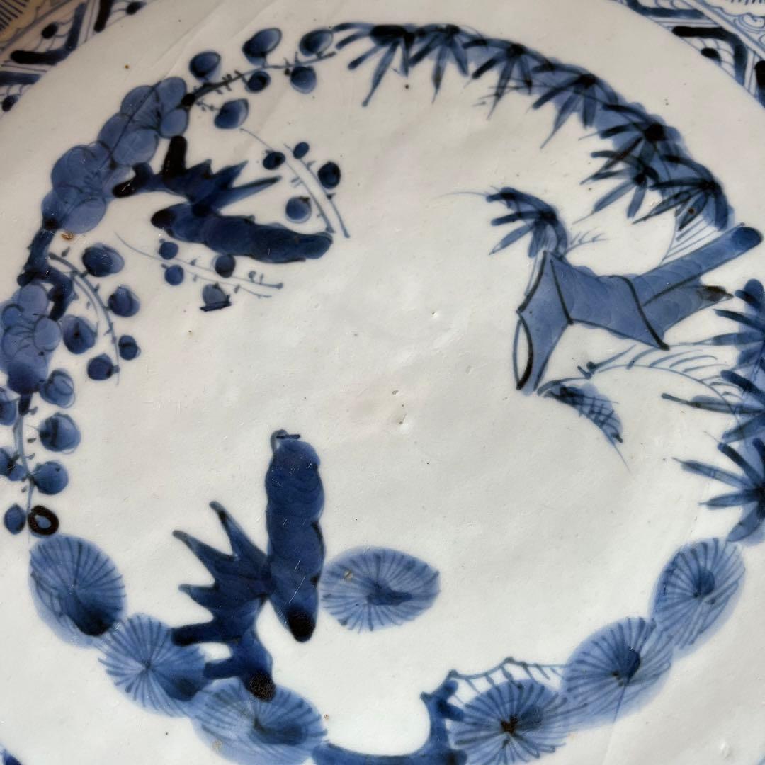 古伊万里　大皿　印判　染付　松竹梅　42cm