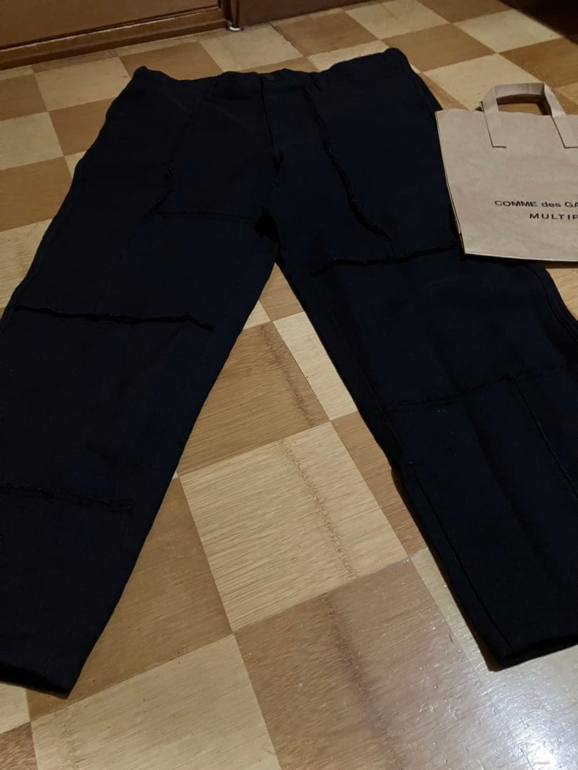 23S/S コムデギャルソンシャツ ポリ縮絨パッチワークパンツ ネイビー 濃紺