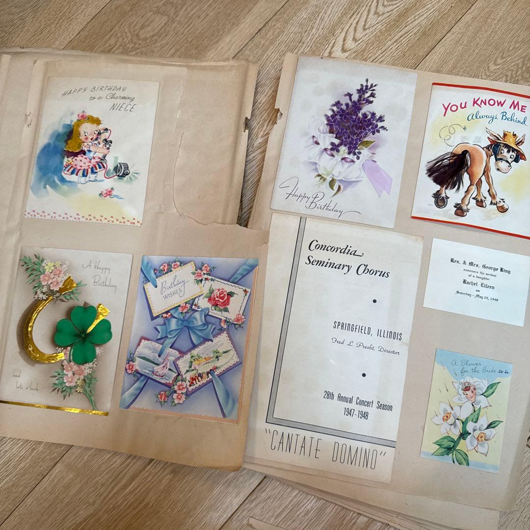 世界で一つのジャンクジャーナルに1940年代スクラップブック 紙モノ洋書