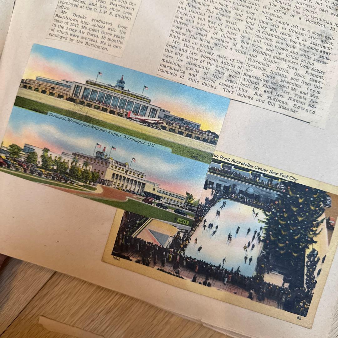 世界で一つのジャンクジャーナルに1940年代スクラップブック 紙モノ洋書