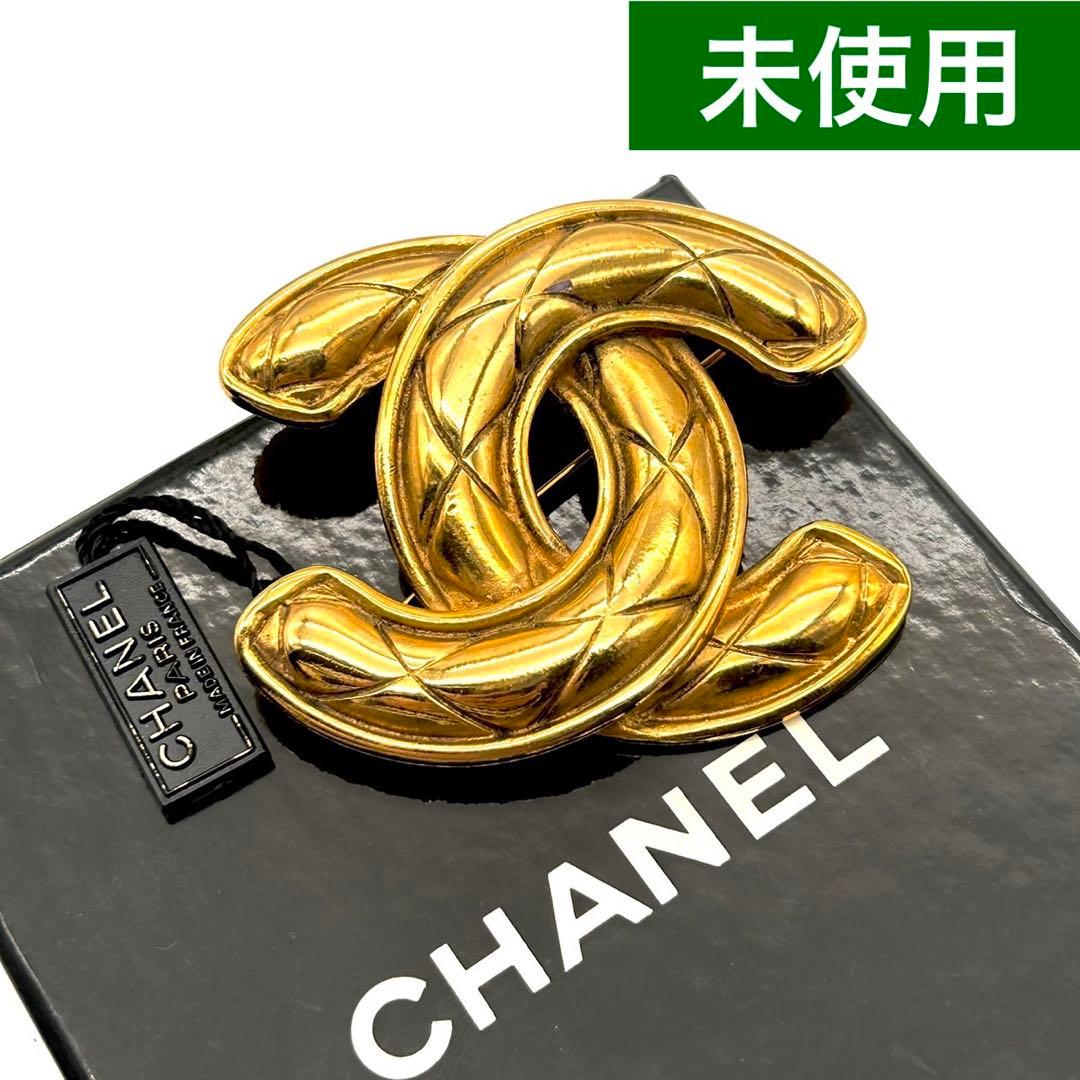 未使用 CHANEL シャネル ヴィンテージ マトラッセ ココマーク ブローチ