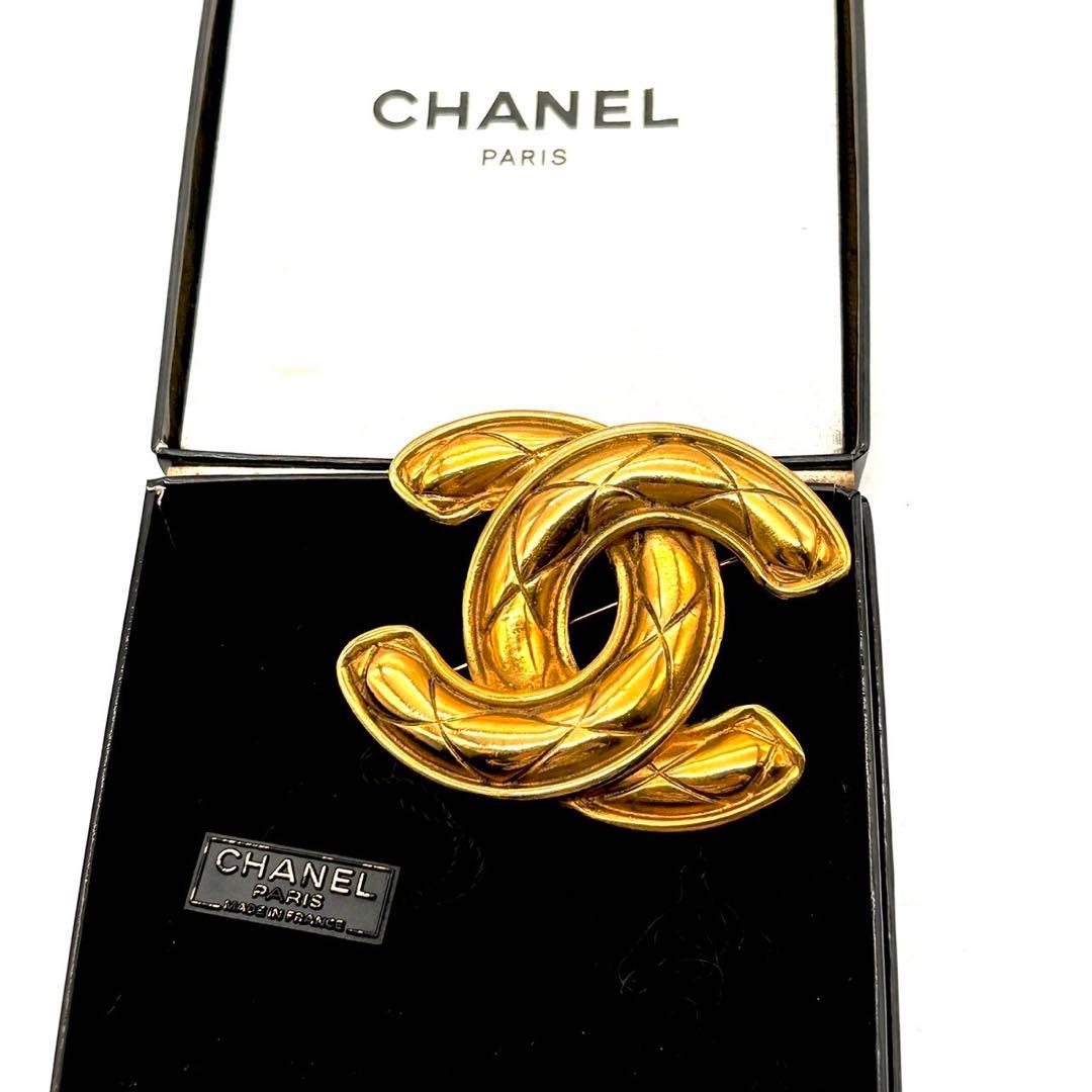 未使用 CHANEL シャネル ヴィンテージ マトラッセ ココマーク ブローチ