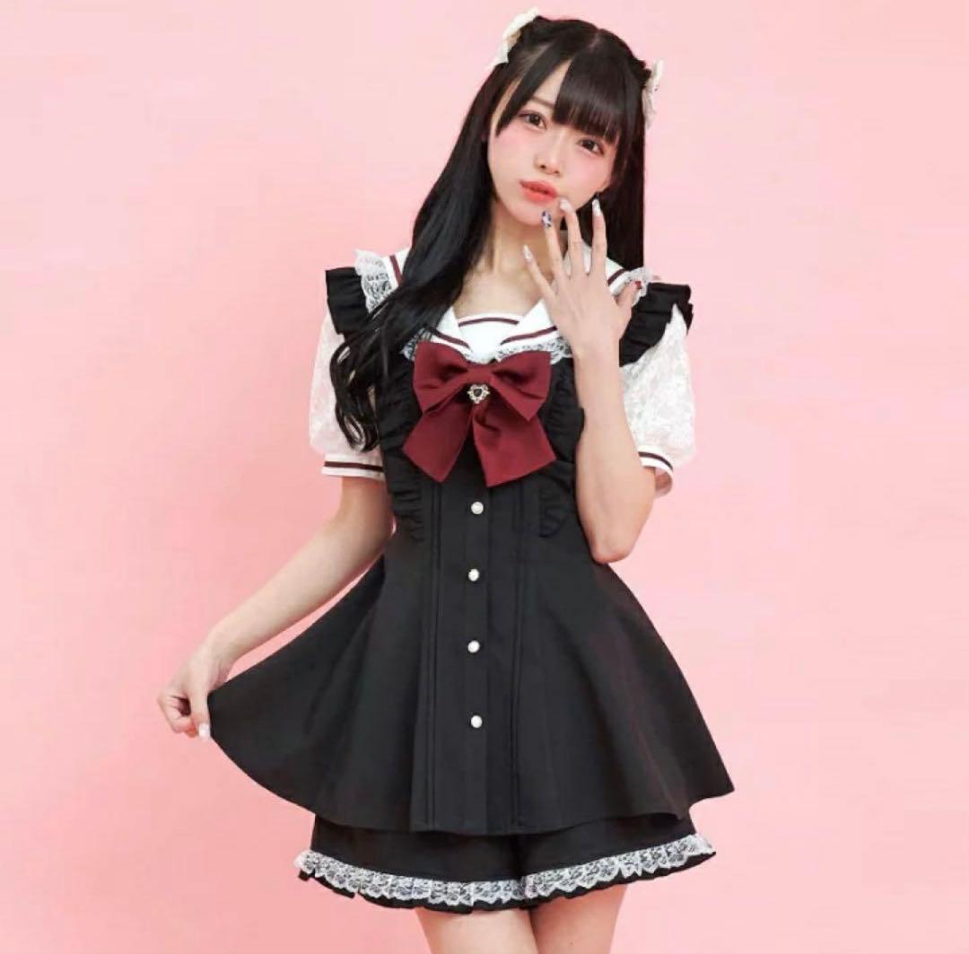 レースセーラー襟半袖セットアップ