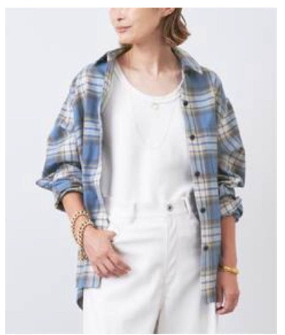 Deuxieme Classe チェックネルシャツ　サックスブルー