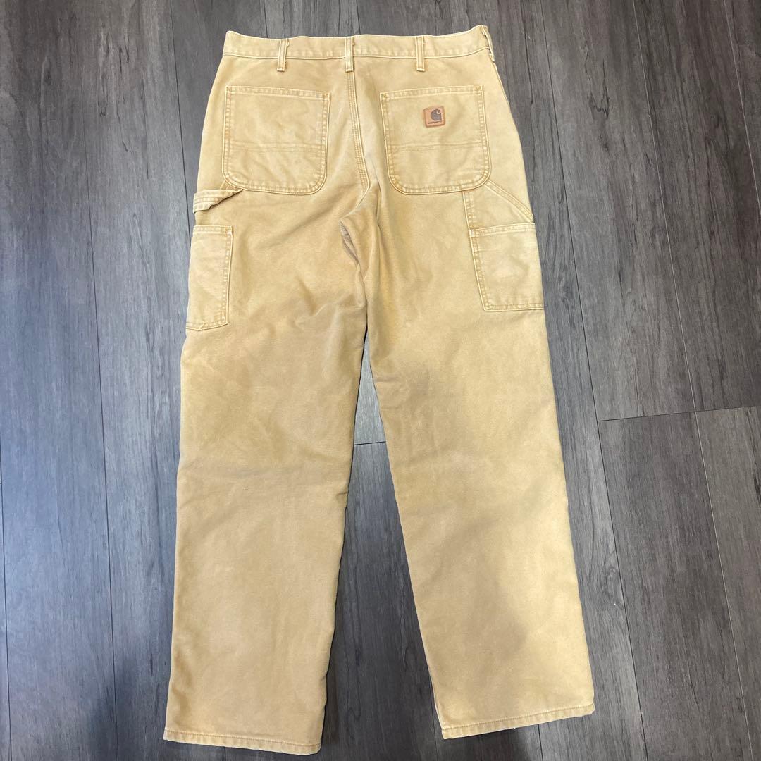 Carhartt W32 L32ワークパンツ ダック生地チェックB111 BRN