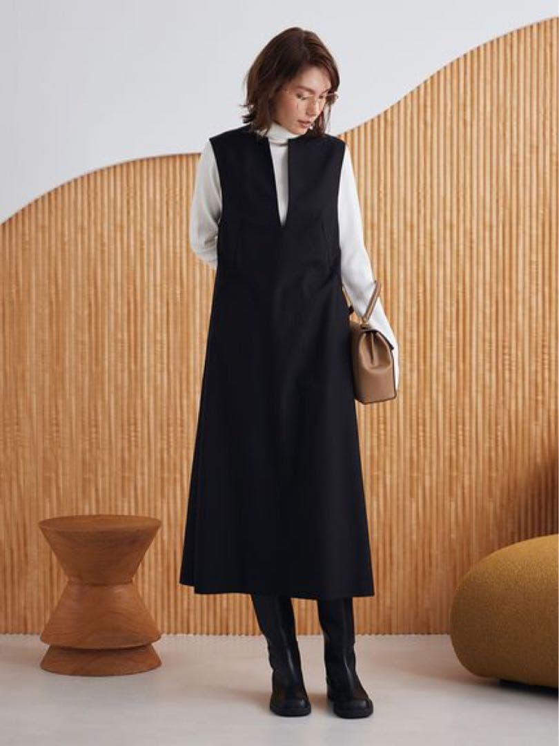 《新品タグ付き》ミラオーウェン リブニットセットレイヤードワンピース