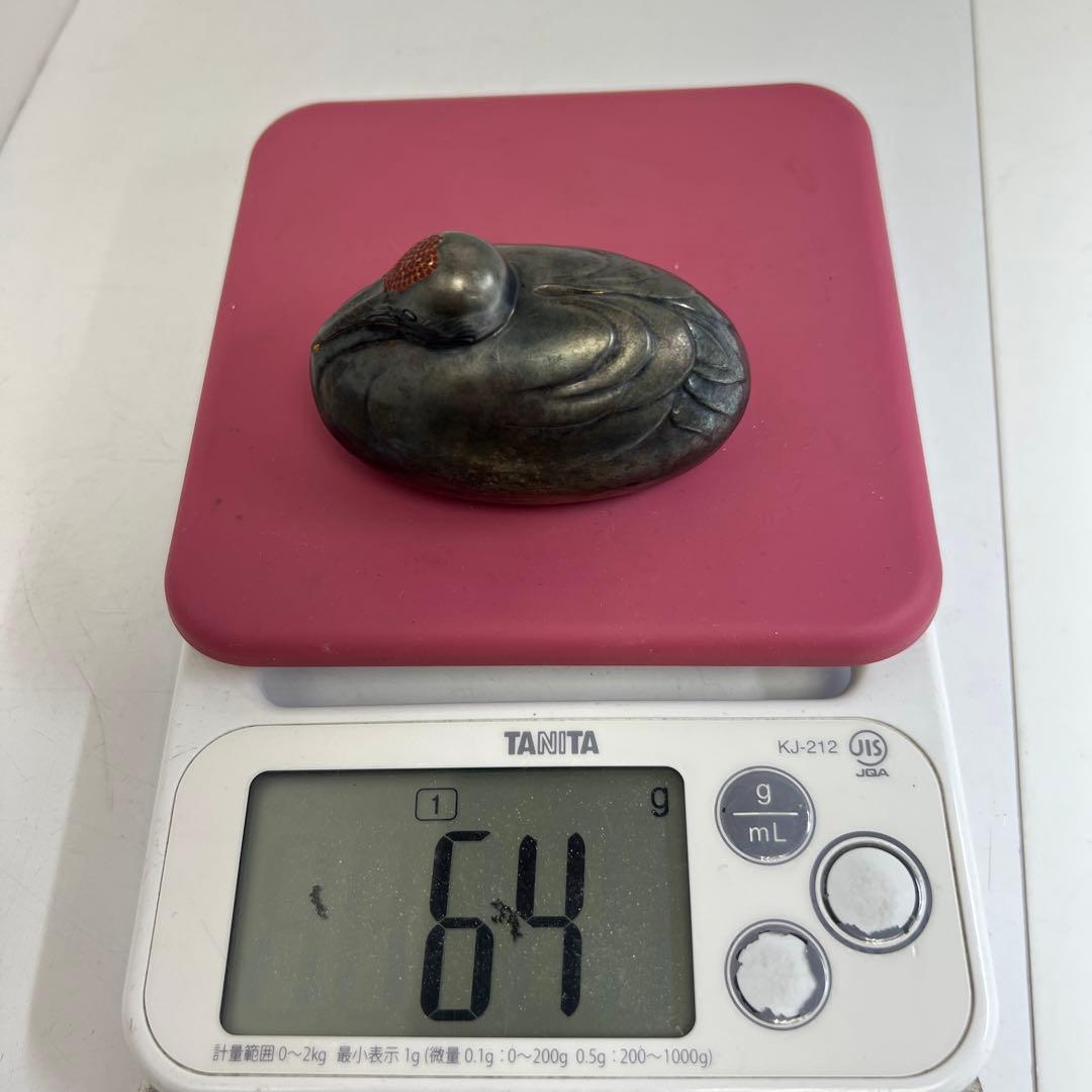 専用純銀　鶴　ボンボニエール　64g/横幅約7㎝　東Y7-1208☆1Fトヒウル