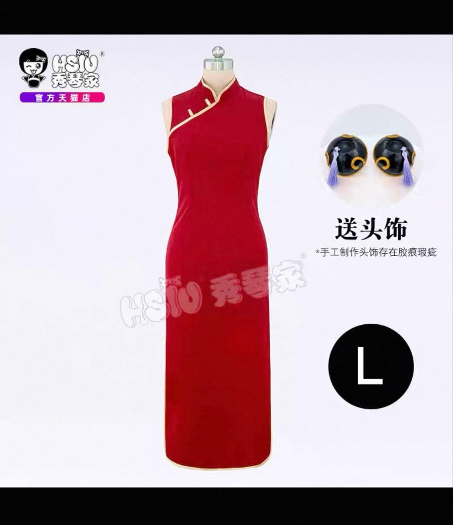 【新品未使用】銀魂神楽コスプレ衣装Lサイズ、ウィッグ、髪飾り