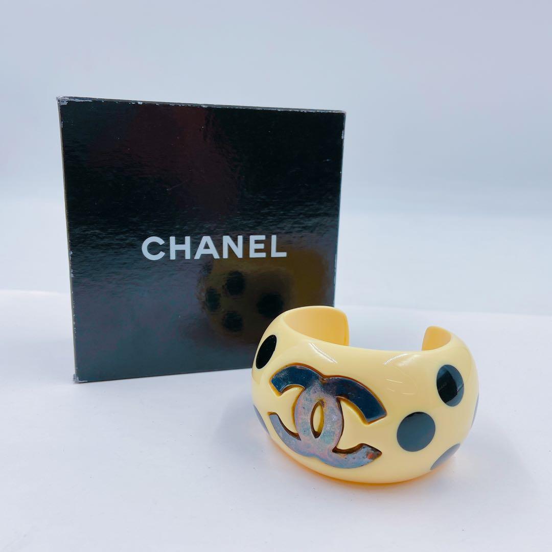 9EM103 CHANEL シャネル バングル ヴィンテージ ココ 水玉