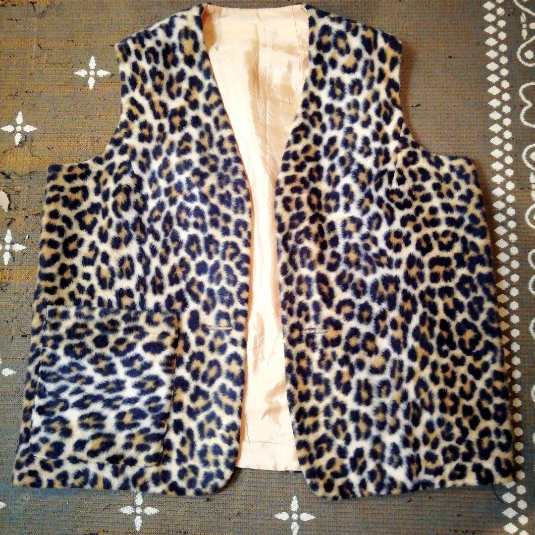 ビンテージ　レオパード　ベスト　フェイクファー　MCベスト 豹柄