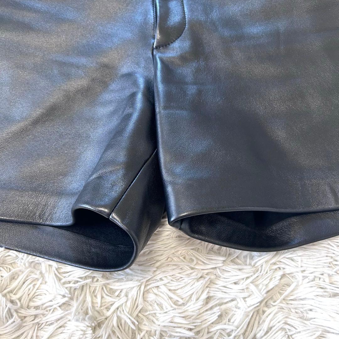 H BEAUTY & YOUTH シープレザー ショートパンツ ブラック