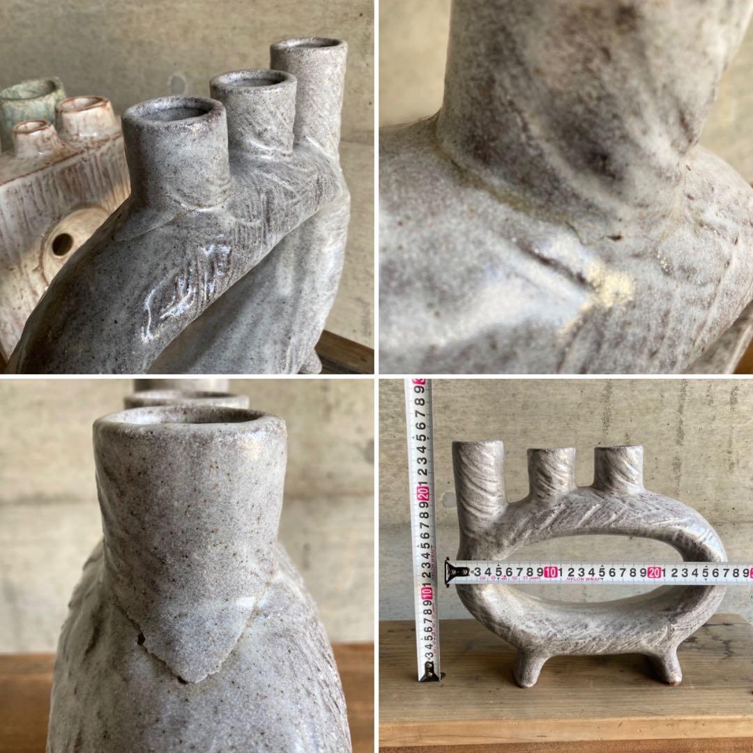 みゆき⁇ 花器 花瓶 フラワーベース 置物 オブジェ 陶器 モダン ３点 レトロ