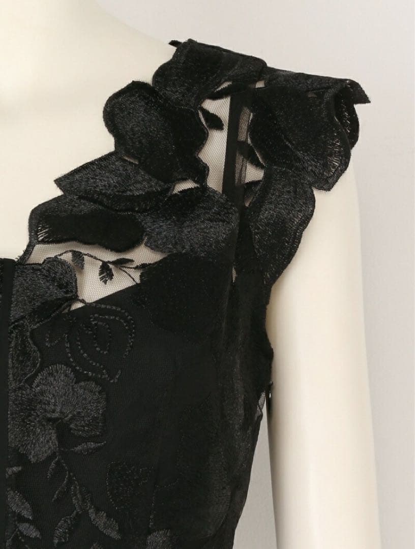 【美品】FRAY I.D エンブロイダリーシフォンコンビドレス　結婚式　水色