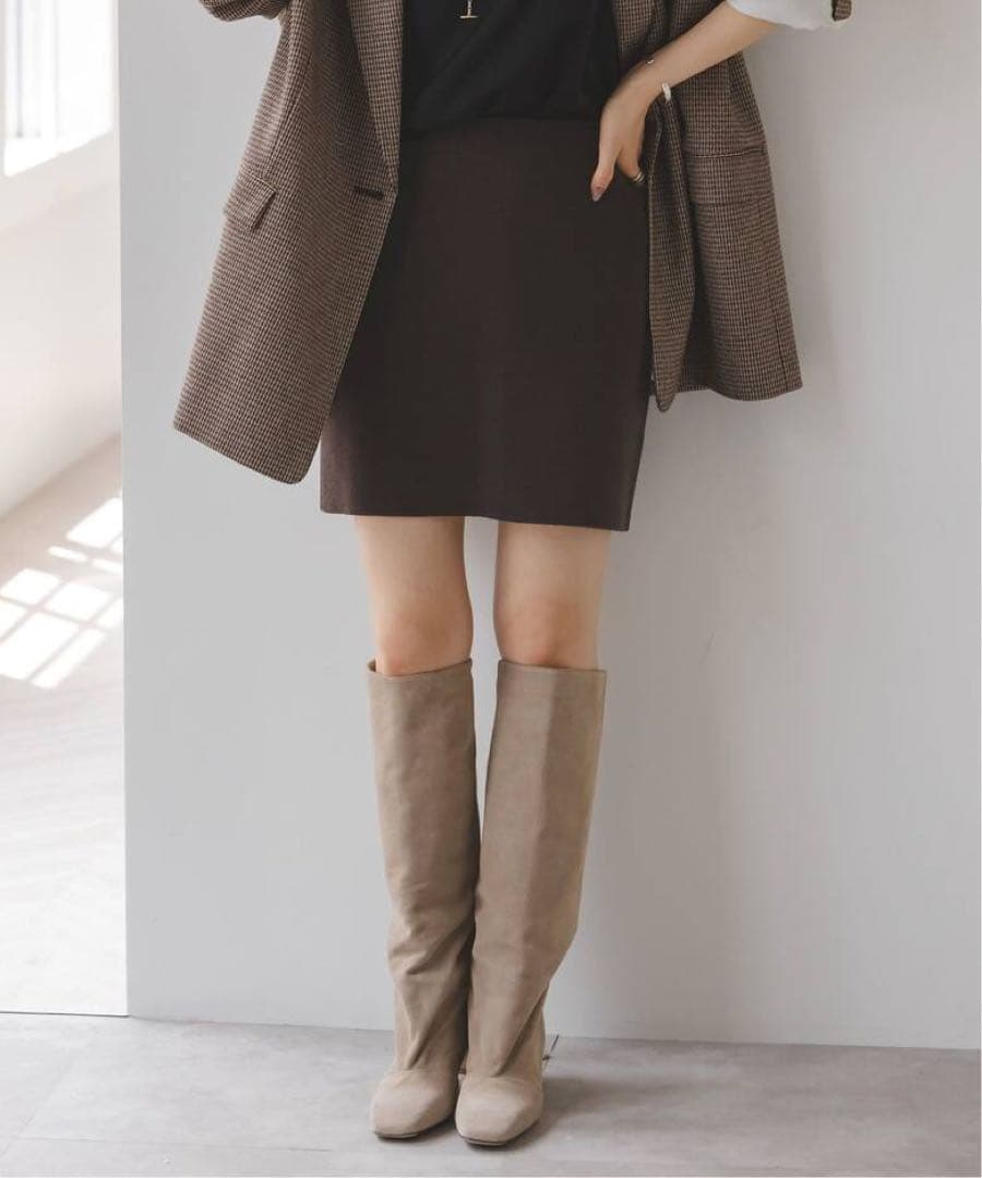 NOBLE 接結タック編みミニスカート