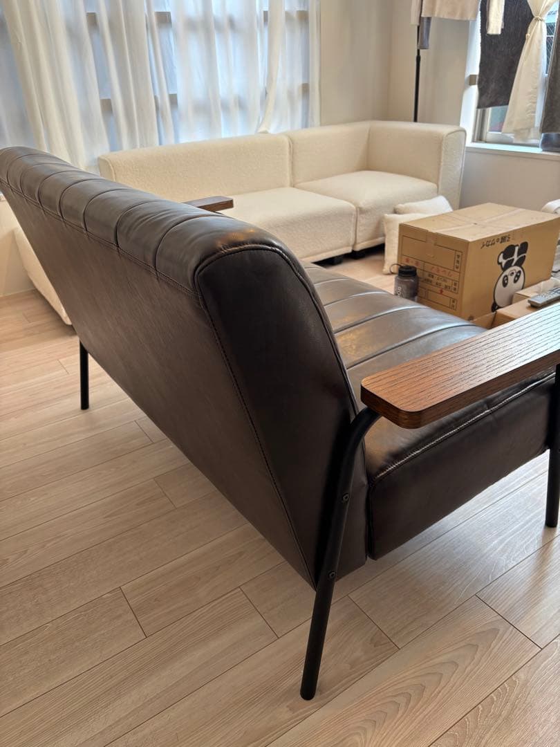 ★最終値引き★ニトリ　2人掛けソファ 合皮 ステイン2KD Nシールド DBR