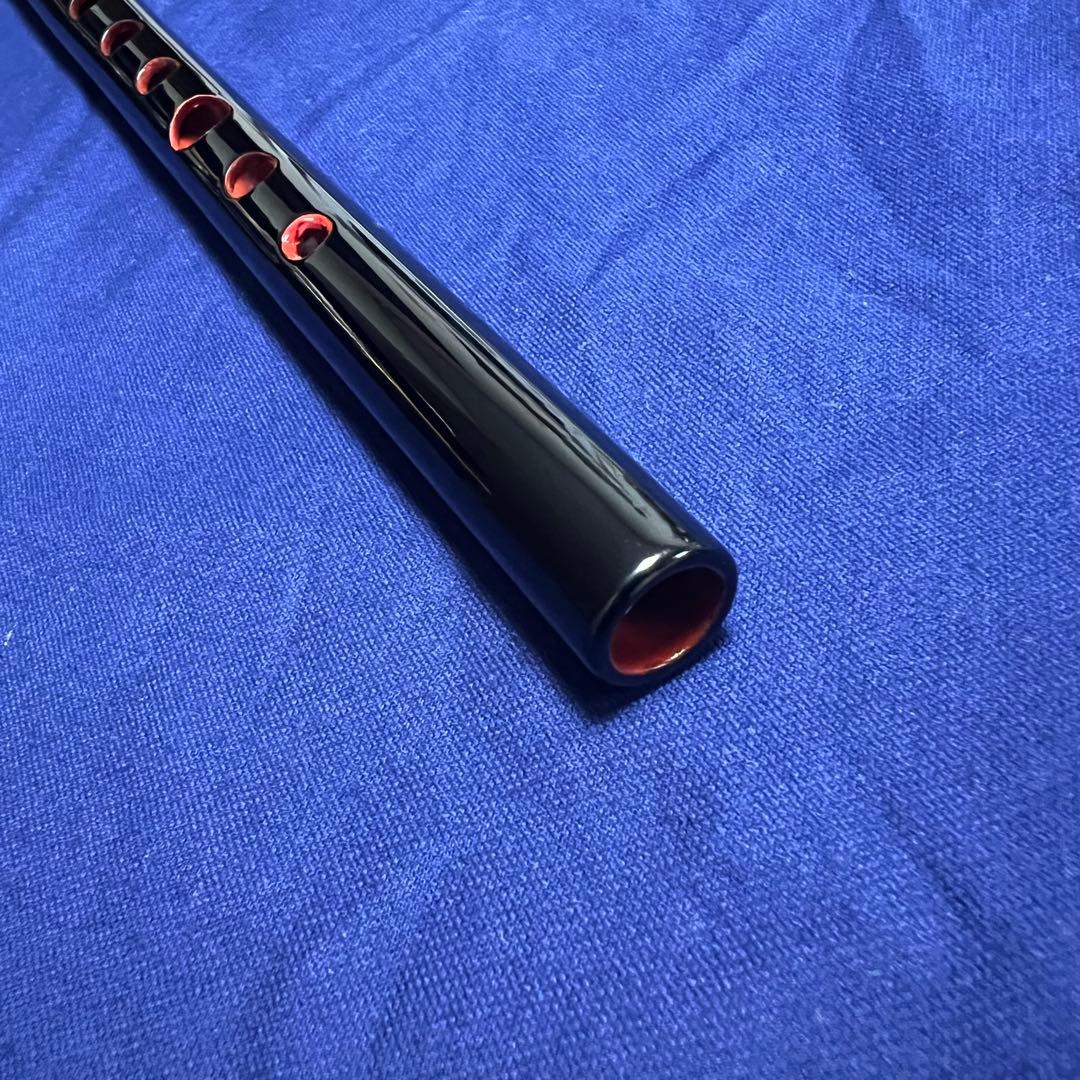 篠笛丸山 8本半調子 唄物 黒漆塗 笛袋付