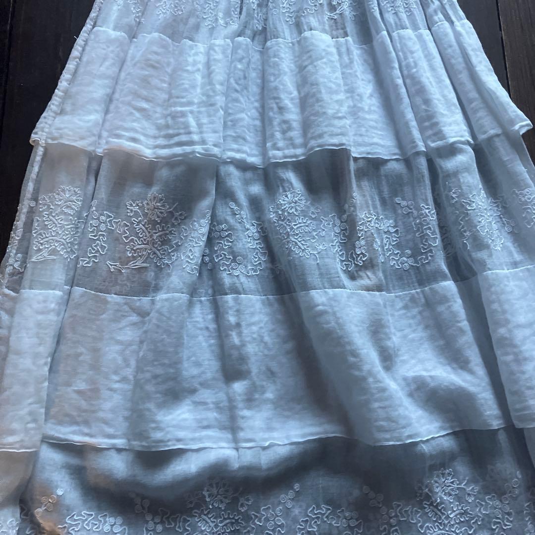 フランスアンティークベビーロングドレス　コットンシフォンドレス　美品
