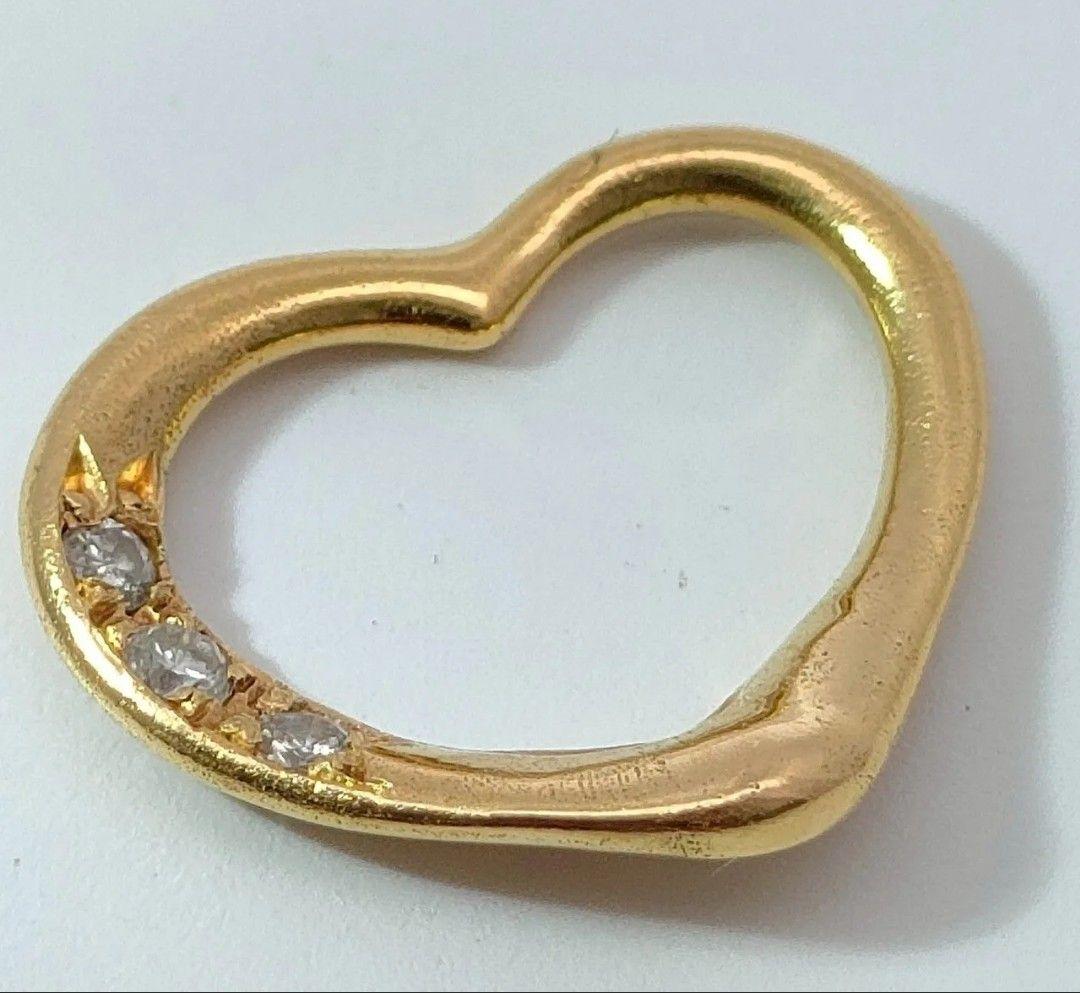 Ｋ１８ オープンハート チャーム ペンダントトップ 1８金 ７５０