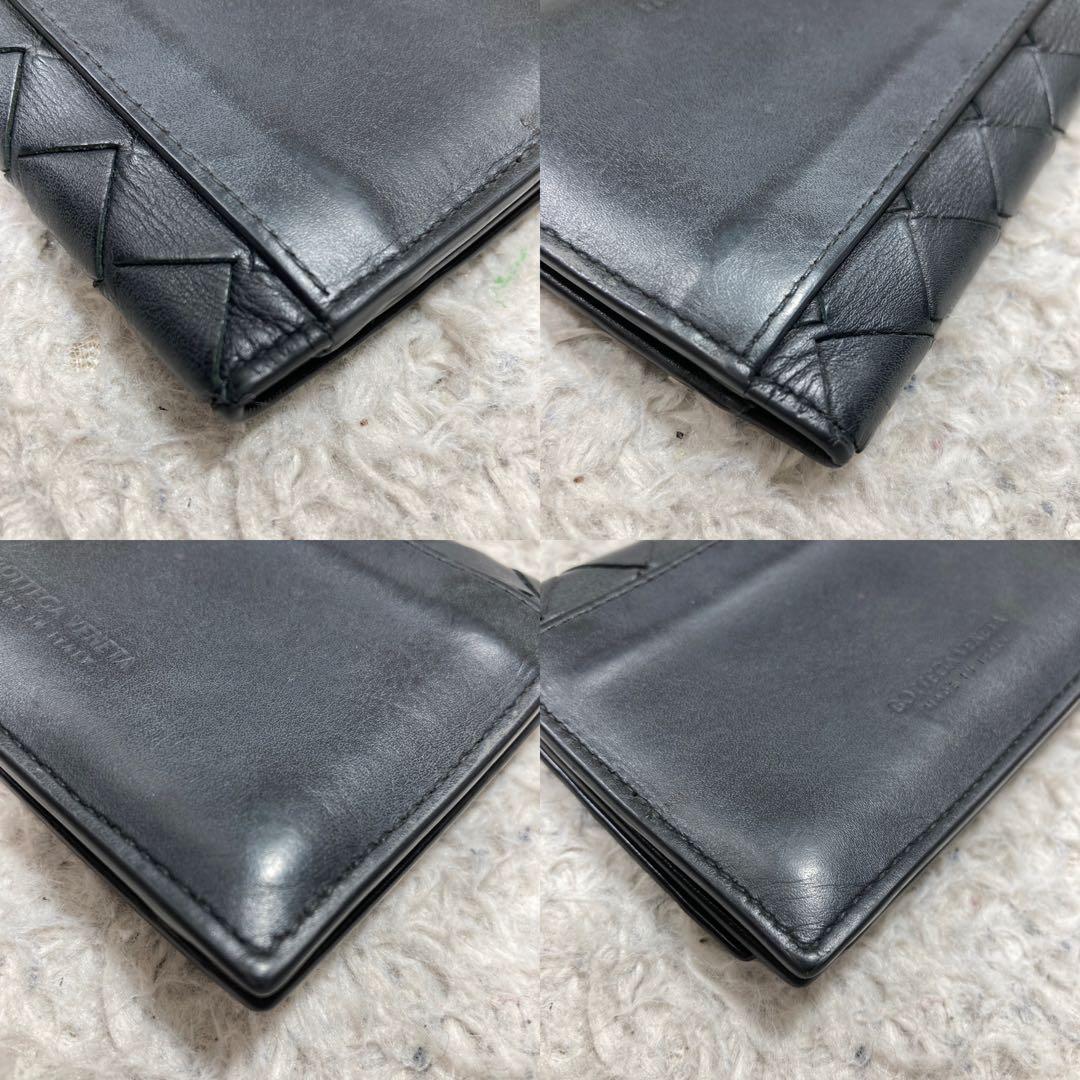 美品 ボッテガヴェネタ　マキシイントレチャート　カードケース　ブラック　レザー