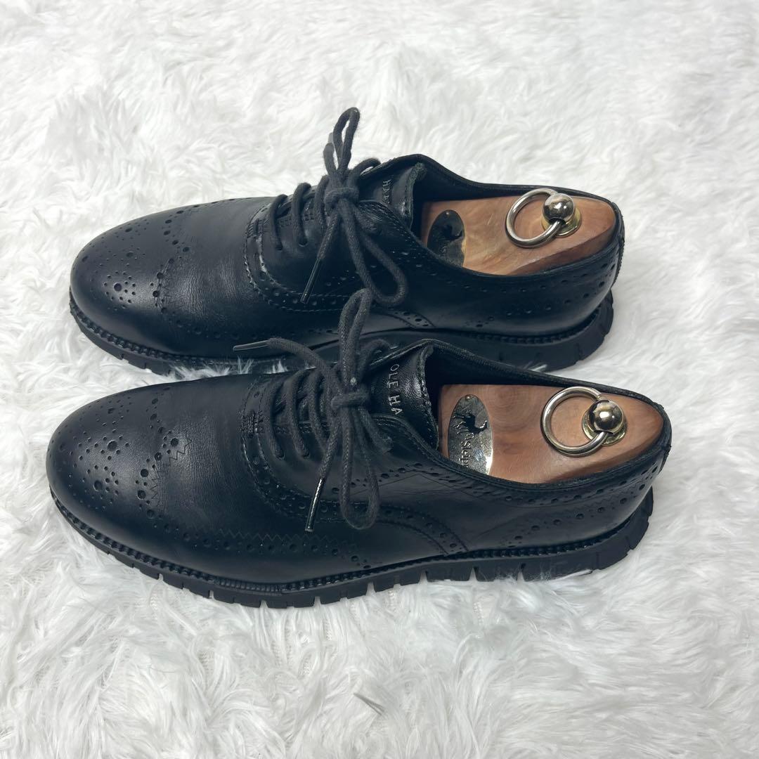 【美品】 コールハーン ゼログランド ウイングチップ シューズ 25.5cm 黒