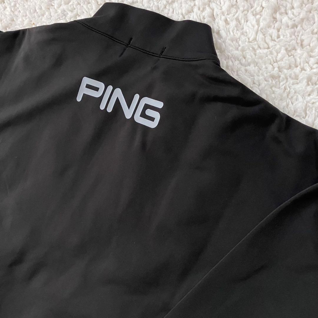 【新品】PING 2024年　キルティング ハーフジップシャツ　ブラック　LL