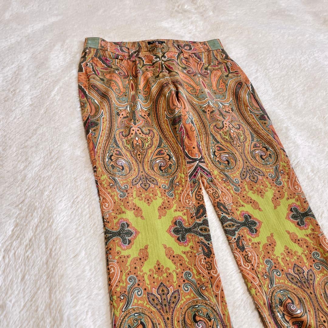 美品 ETRO エトロ ペイズリー ストレッチ マルチカラー パンツ 総柄