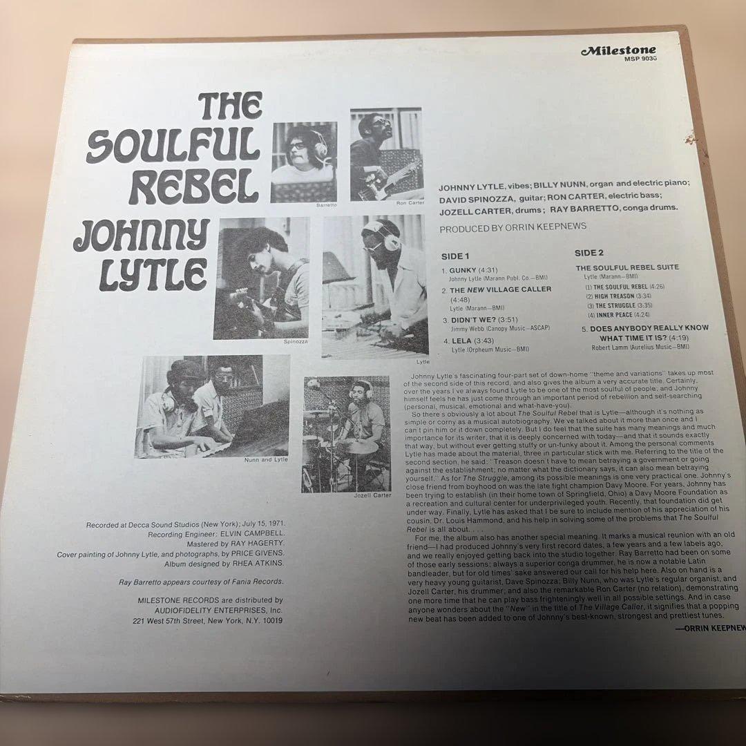 [レコード] SOULFUL REBEL JOHNNY LYTLE LP