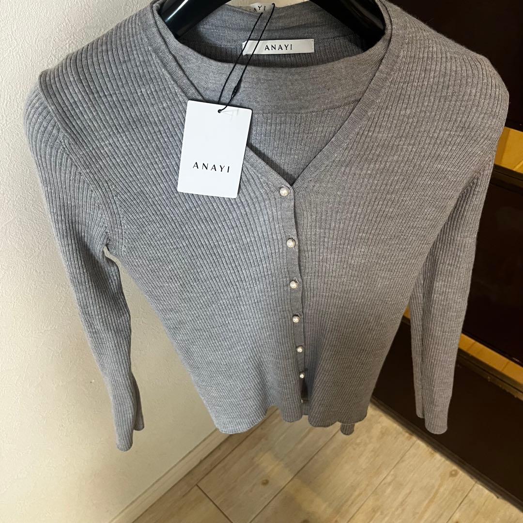 新品☆ ANAYI パール釦リブニット　セットアップ/セオリー、23区、ロペ