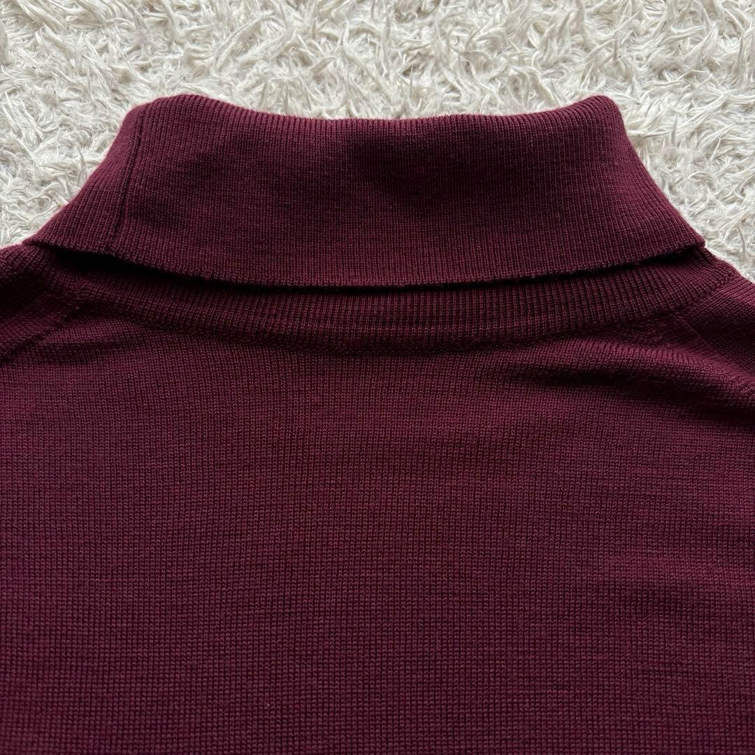★イギリス製★ JOHN SMEDLEY タートルネック 長袖 ニット ボルドー