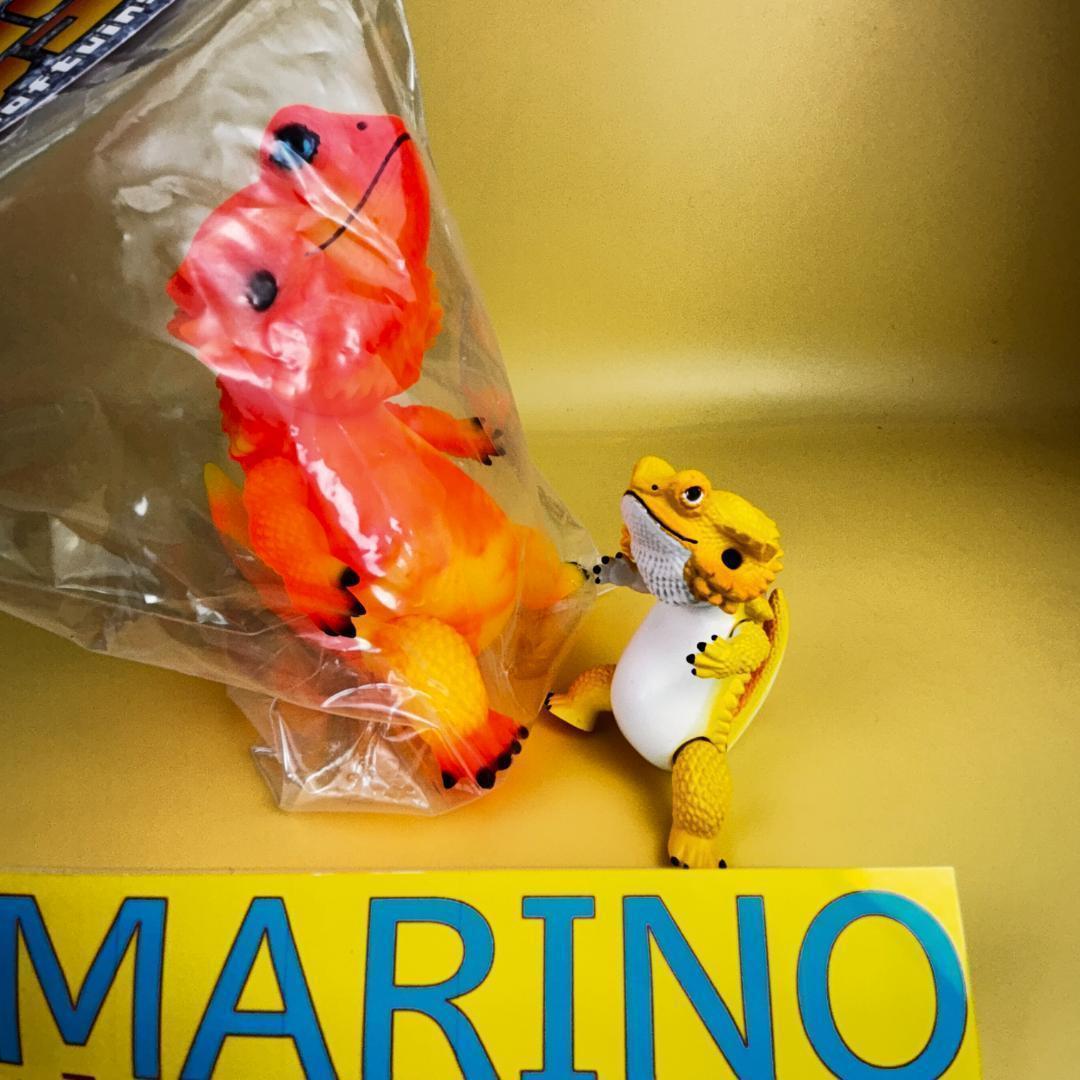 フトアゴヒゲトカゲ 爬虫類 ソフビフィギュア オレンジ・イエローオマケ付