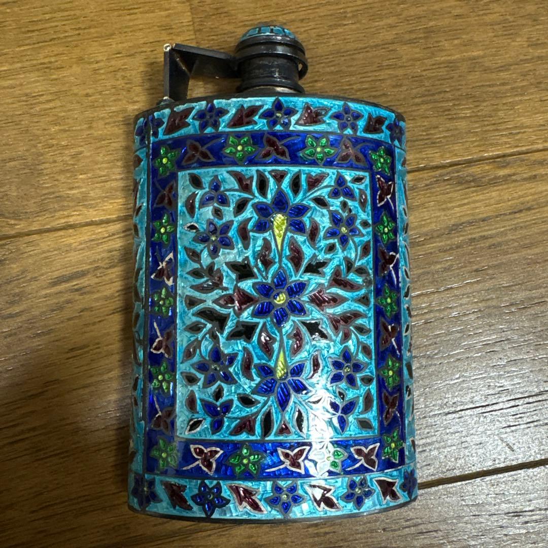ヴィンテージ Cloisonné エナメル 925 シルバーヒップフラスコ