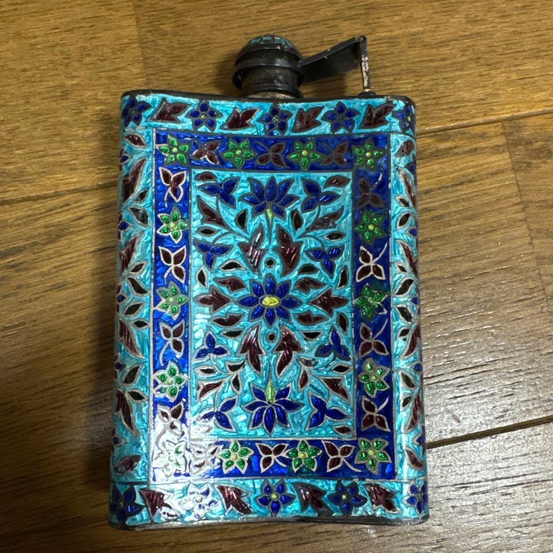 ヴィンテージ Cloisonné エナメル 925 シルバーヒップフラスコ