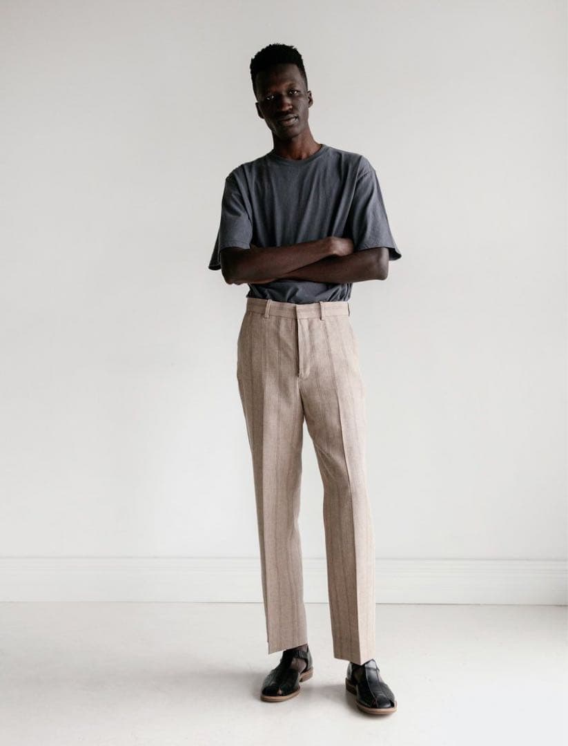 パンツ AURALE LINEN WOOL SILK SHARK SKIN SLACKS