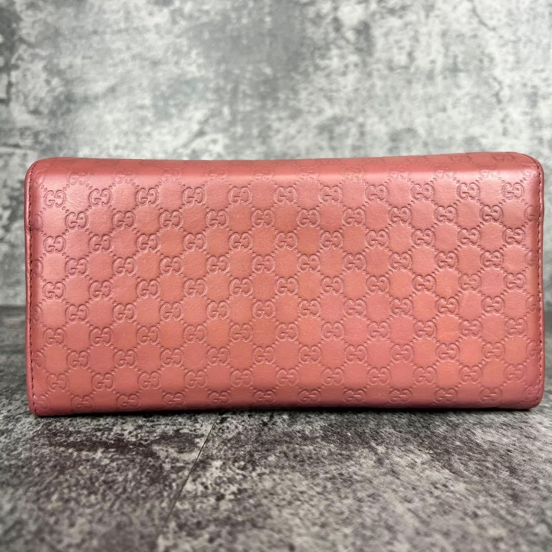 GUCCI マイクロGG シマ レザー 長財布 ピンク