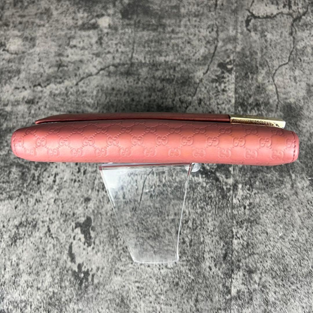 GUCCI マイクロGG シマ レザー 長財布 ピンク
