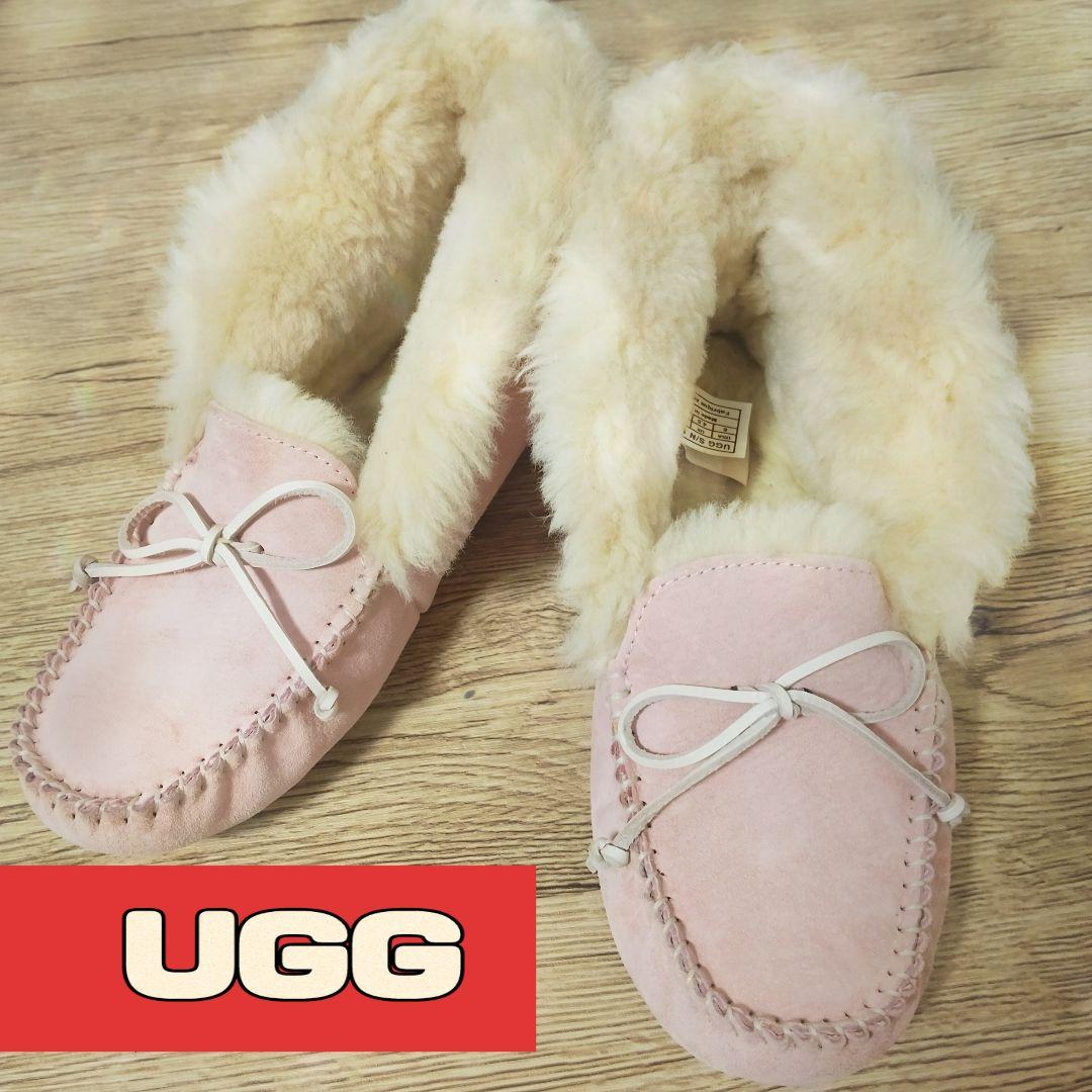 美品 超レア UGG アグ ムートン モカシン W ALENA ピンク 23