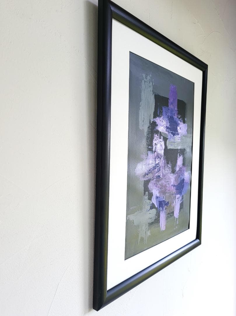 紫 / 抽象画 A3 額縁セット 53×44㎝ 原画1点のみ モダンアート