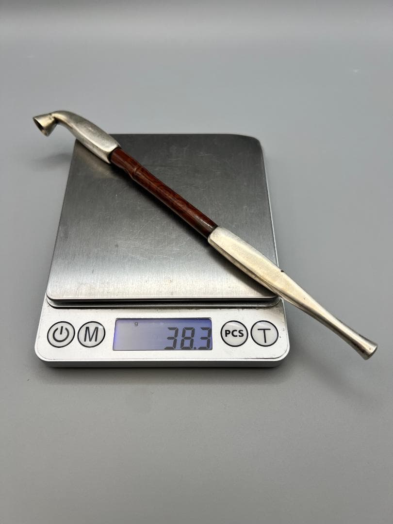 【海】純銀煙管　四角形　キセル　純刻印　銀細工　アンティーク　重量約38g