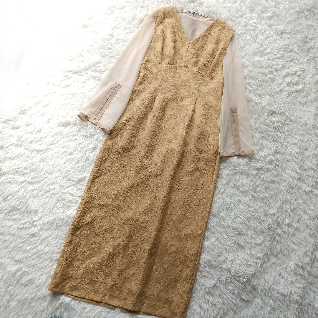 美品　AIMER　チュールブラウス付 ジャカード タイト パーティードレス